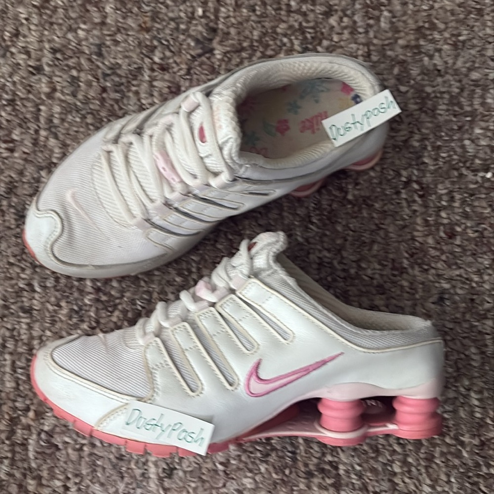 Nike Shox Slides Mules Slides Backless Sneakers Rare Womens 7 White Pink Nurse
